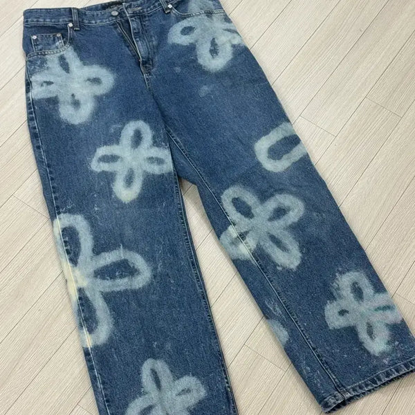 [BUNJANG] Surgery Denim Flower Pattern Denim Pants / 써저리 surgery 데님 플라워 패턴 데님 팬츠