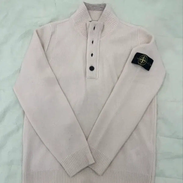 [BUNJANG] Stone Island Half-Zip Knit Ivory / 스톤아일랜드 반집업 니트 아이보리(정품)