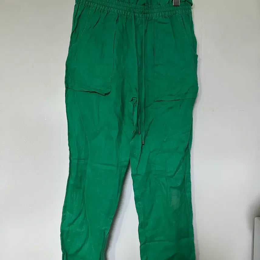 [BUNJANG] Ralph Lauren Green Linen Wide Pants / 초록색 린넨 와이드 팬츠
