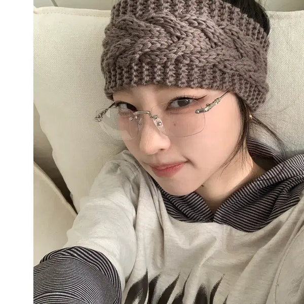 [BUNJANG] Brown Knit Headband / 브라운 색상 니트 헤어밴드
