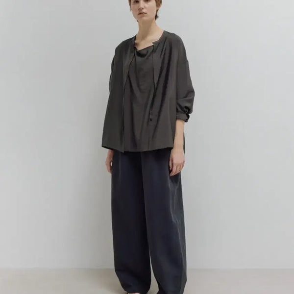 [BUNJANG] Moia 2-Way Drape Shirt Charcoal / Moia 2way drape shirt 모이아 투웨이 셔츠 차콜
