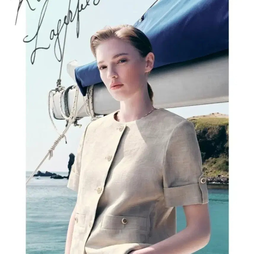 [BUNJANG] Karl Lagerfeld Linen Short-Sleeve Jacket / 55 새상품)칼라거펠트 린넨 반팔자켓