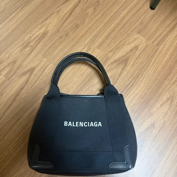 [BUNJANG] Balenciaga Navy Canvas & Calfskin Cabas XS Black / 발렌시아가 네이비컨버스 &카프스킨 카바스 xs블랙