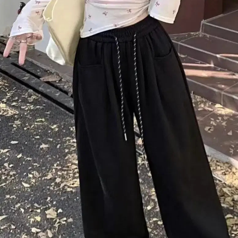 [BUNJANG] Black Wide Training Pants / 블랙 와이드 트레이닝 팬츠