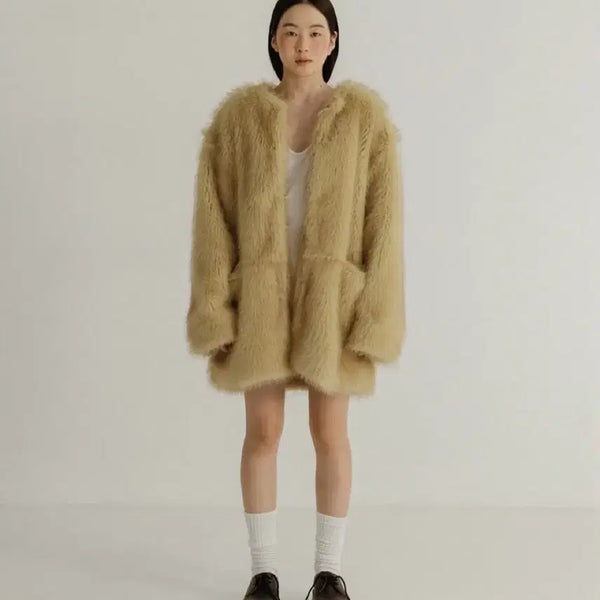 [BUNJANG] Please Project Middle Faux Fur Jacket / 플리즈프로젝트 미들 퍼자켓