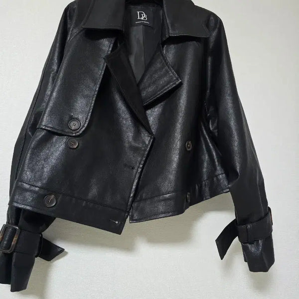 [BUNJANG] Divagirl Design Black Leather Crop Jacket / 디바걸 디자인 블랙 레더 크롭 자켓F