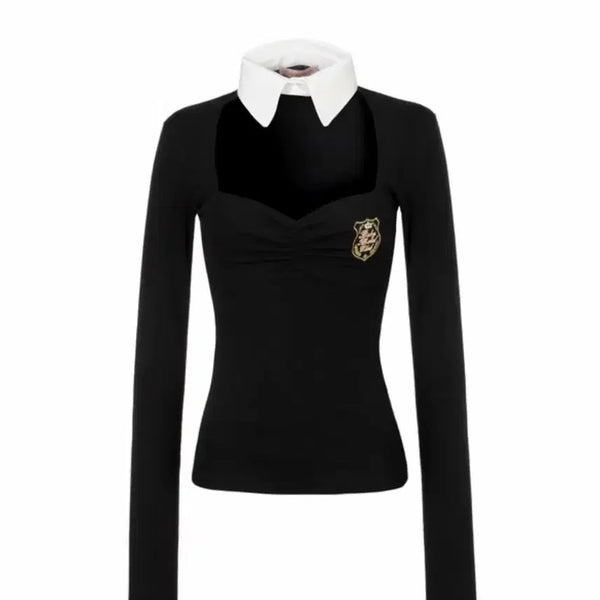 [BUNJANG] Bebe The Metal Club Charmy Collar Top Black / 베메클 Charmy collar top (black)