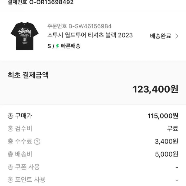 [BUNJANG] Stussy 2023 World Tour T-Shirt / 스투시 2023 월드투어 반팔 s
