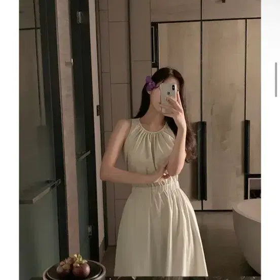 [BUNJANG] FABBIE Plain Wrinkle-Free Back Slit Banding Dress Fog Mint / 퍼빗 플레인 링클프리 뒷트임 밴딩 원피스 포그민트