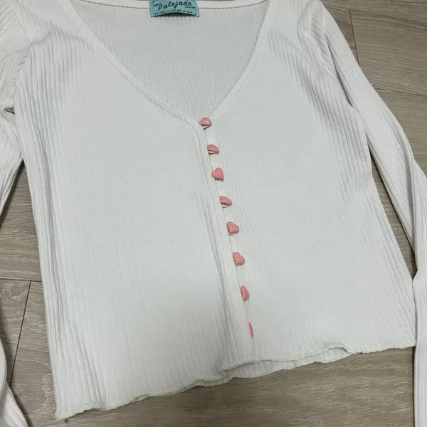 [BUNJANG] Pale Jade Pink Heart Button Cardigan / 새상품 페일제이드 핑크 하트 단추 가디건