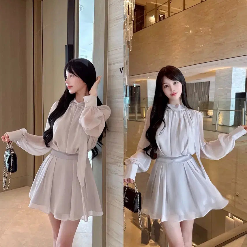 [BUNJANG] Mayyoon Veil Silk Blouse and Mini Skirt Set-up M / 메이윤 베일 실크 블라우스 미니스커트 셋업 M