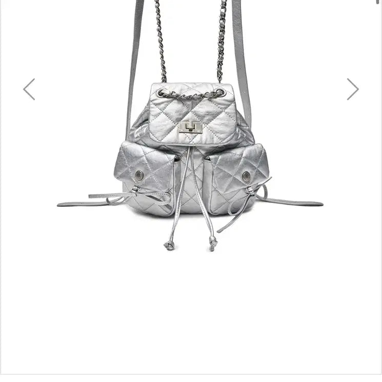 [BUNJANG] Matinkim Double Pocket Mini Backpack Silver / 마뗑킴 더블 포켓 미니 백팩 실버
