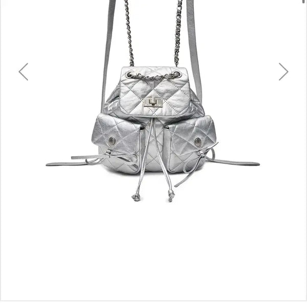 [BUNJANG] Matinkim Double Pocket Mini Backpack Silver / 마뗑킴 더블 포켓 미니 백팩 실버
