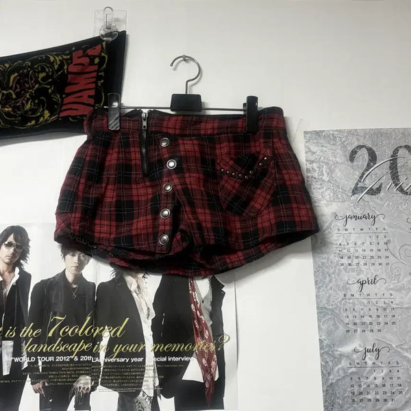 [BUNJANG] Nanakal Check Skirt Pants Punk Rock Chic / 나나깔 체크 스커트 치마바지 펑크 락시크 착샷ㅇ