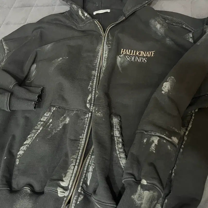 [BUNJANG] Undermycar Soundwave Dirty Coated Jacaranda Zip-Up Hoodie 23ss / 언더마이카 사운드웨이브 더티 코티드 자카란다 후드집업 - 23ss