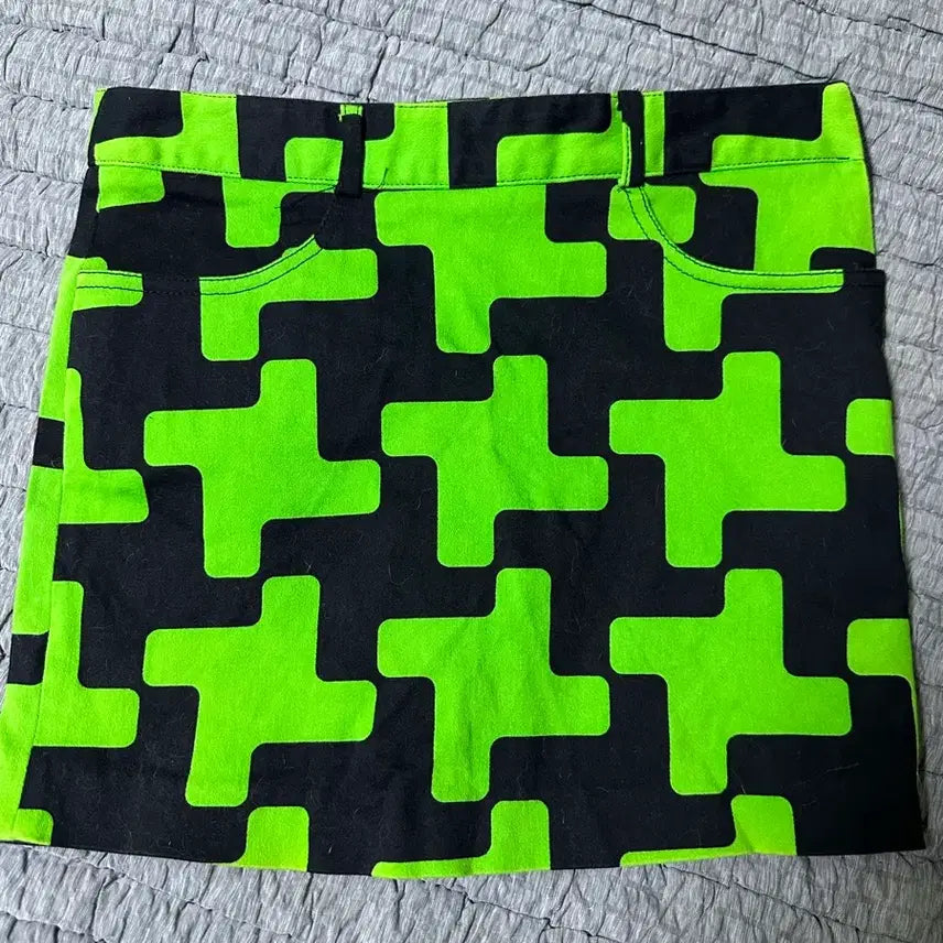 [BUNJANG] Minecraft Creeper Pattern Golf Skirt / 마인크래프트 크리퍼 패턴 골프치마