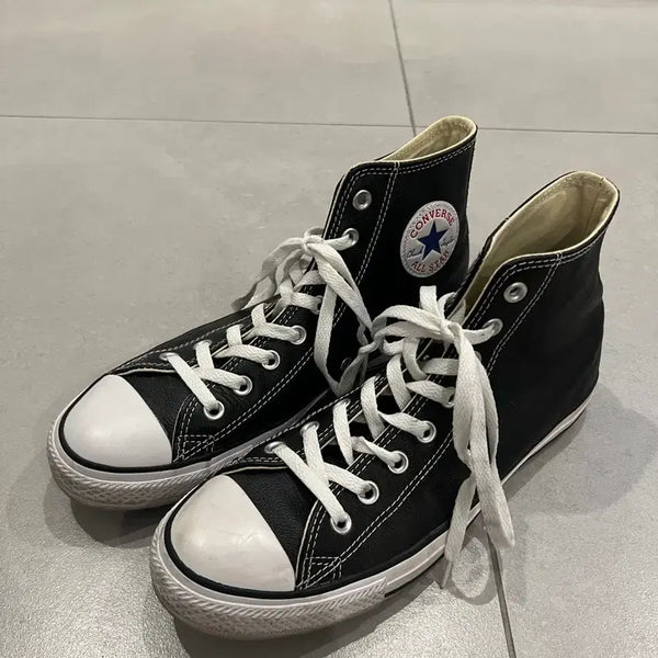 [BUNJANG] Converse Chuck Taylor All Star High Leather Black / 컨버스 척 테일러 올스타 하이 레더 블랙 270