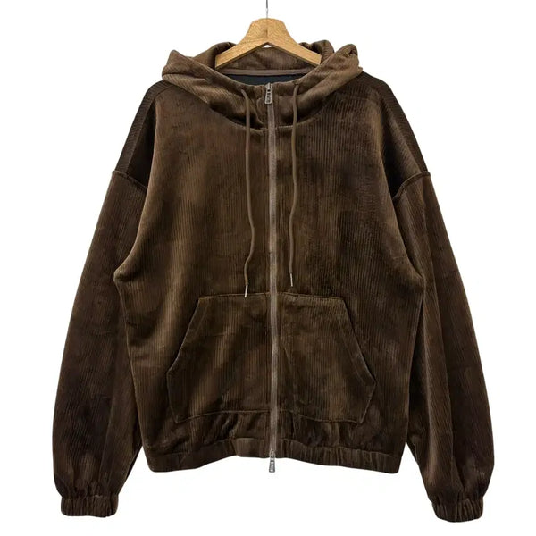 [BUNJANG] DIMITRI BLACK Two-Way Essential Corduroy Hoodie Brown Size 0 / 디미트리블랙 투웨이 에센셜 코듀로이 후드 집업 브라운 0 정품