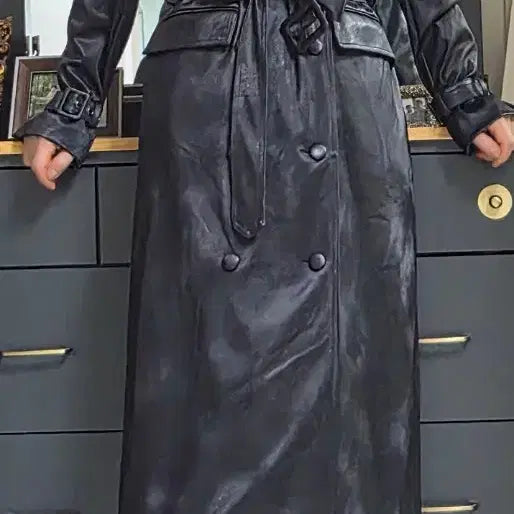 [BUNJANG] JULLOGG Leather Trench Coat / 줄로그 레더 트렌치코트(44~66)싸쥬