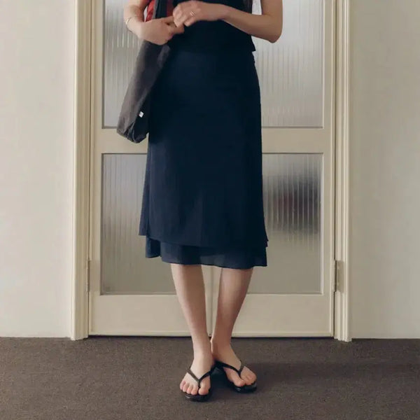 [BUNJANG] Fyeo Caron Sheer Layered Skirt Navy XS / [새상품] Fyeo 포유온 포유어아이즈온리 Caron Sheer Layered Skirt