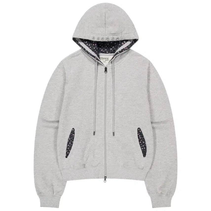 [BUNJANG] Koiseio Flower Hoodie Zip-up Grey Size 1 / 코이세이오 플라워 후드 집업 그레이 1사이즈
