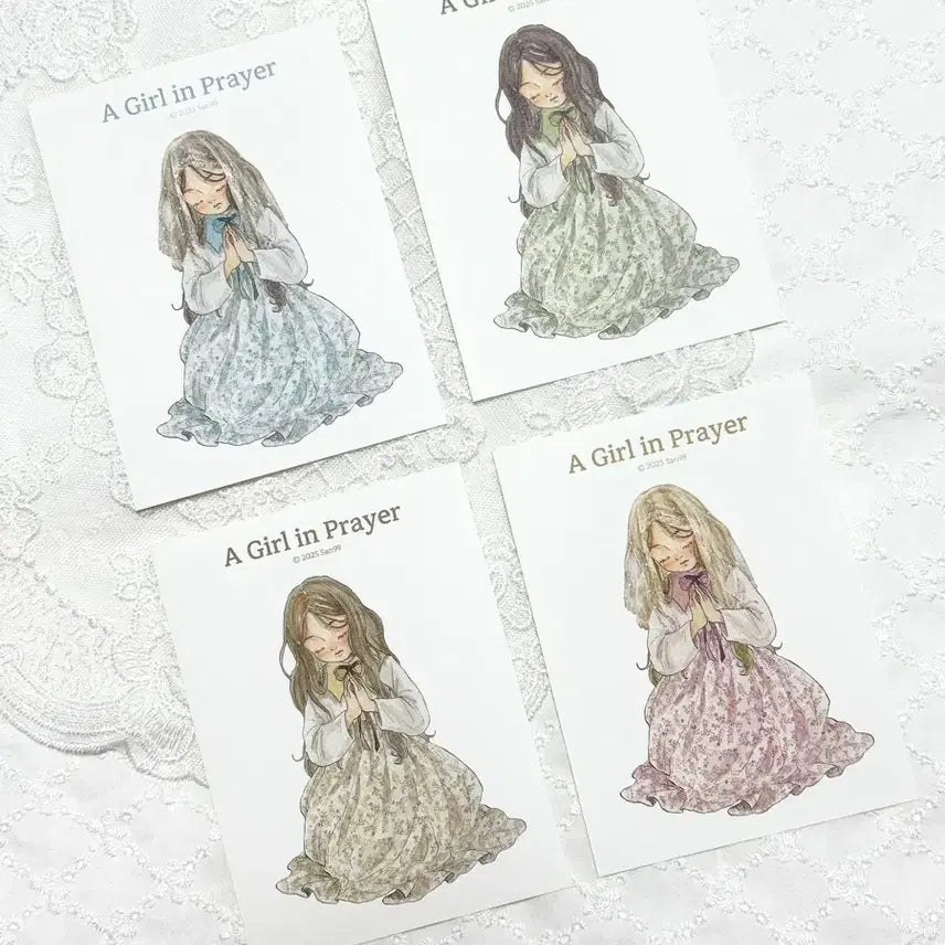 [BUNJANG] Praying Girl Stickers Set / 산구구) 기도하는 소녀