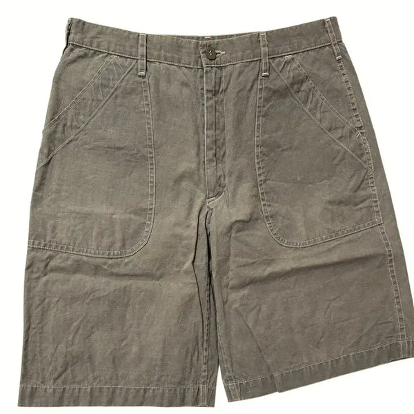 [BUNJANG] BONKURA Ripstop Cotton Baker Short Pants - Olive / 본쿠라 립스톱 코튼 베이커 쇼트팬츠