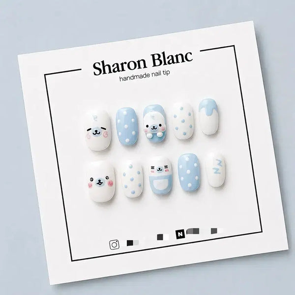 [BUNJANG] Sharon Blanc Mamegoma Embossed Nail Tips (15 Shapes) / 마메고마 엠보 네일팁 / 15종 쉐입