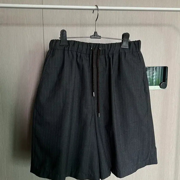 [BUNJANG] Poker Face Wool 100% Pinstripe Banding Bermuda Shorts / 포커페이스 밴딩 버뮤다팬츠 그레이 블루 울100 2사이즈