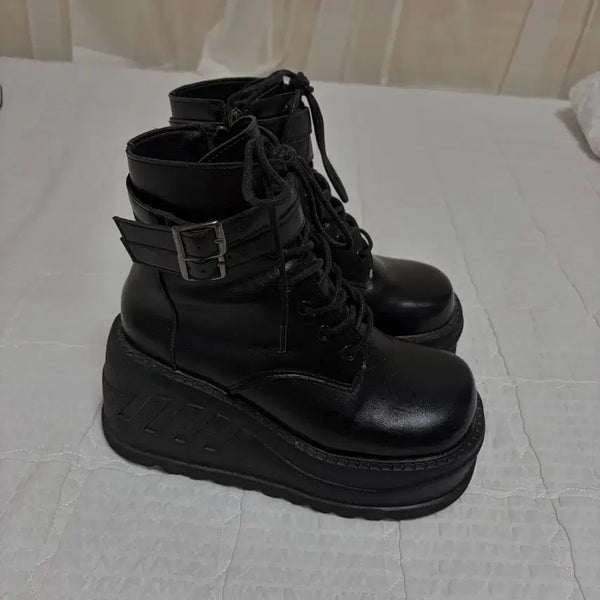 [BUNJANG] Platform Chunky Sole Walker Boots / 지뢰계 통굽 워커