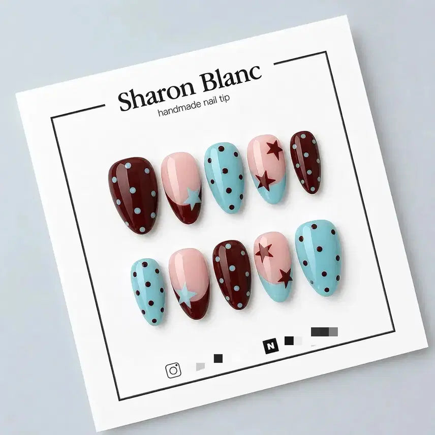 [BUNJANG] French Dot Nail Tips (15 Shapes) / 프렌치 도트 네일팁 / 15종 쉐입
