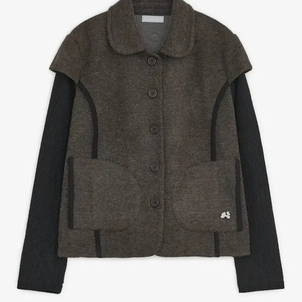 [BUNJANG] Hug Your Skin Round Collar Knit Jacket Brown / 허그유어스킨 라운드 카라 니트 자켓 브라운