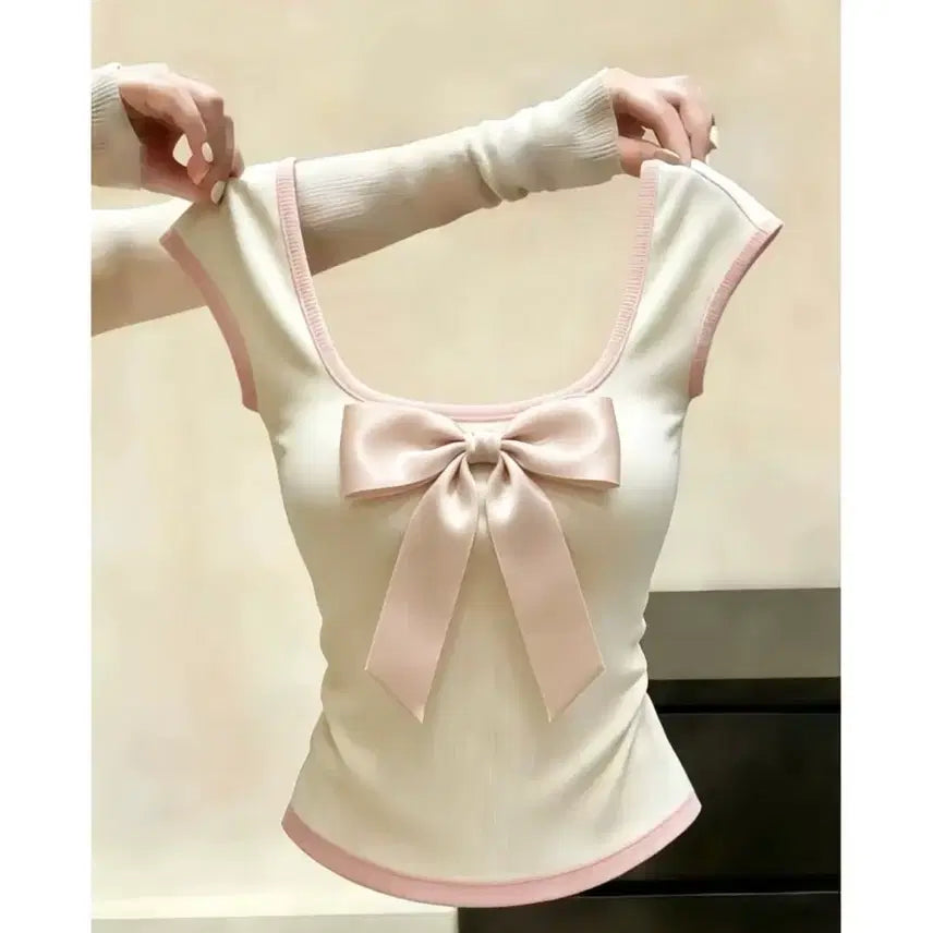 [BUNJANG] Ribbon Sleeveless Blouse / 리본 나시 탑