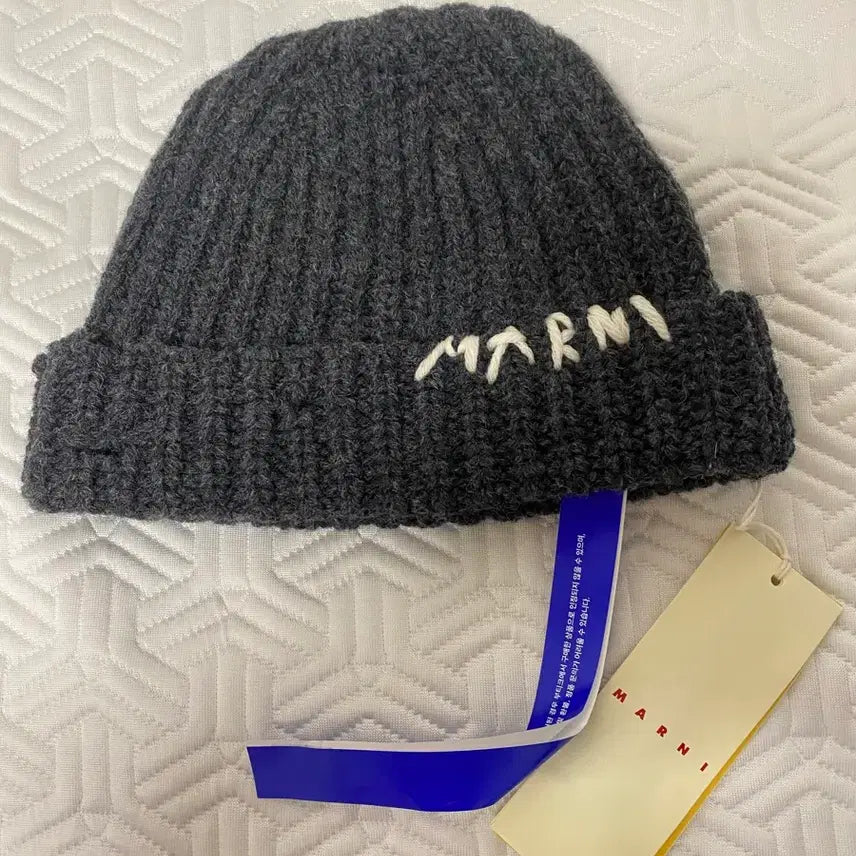 [BUNJANG] Marni Hand-Stitch Logo Beanie Dark Grey / [M] 마르니 핸드 스티치 로고 비니 다크 그레이