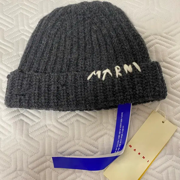 [BUNJANG] Marni Hand-Stitch Logo Beanie Dark Grey / [M] 마르니 핸드 스티치 로고 비니 다크 그레이