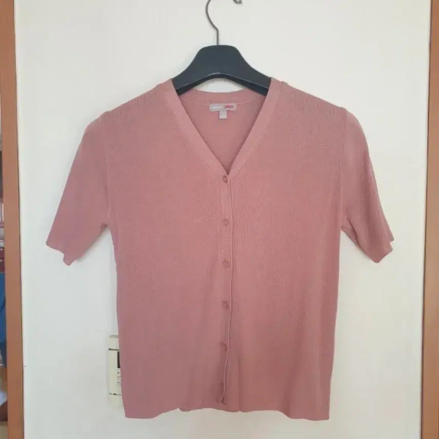 [BUNJANG] SPAO Linen-like Short-Sleeve Cardigan Pink Size S / 스파오 린넨 라이크 반팔 가디건