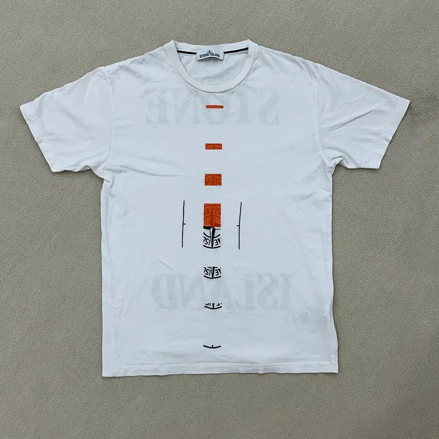 [BUNJANG] Stone Island White Graphic T-Shirt XL / 스톤아일랜드 정품 화이트 그래픽 반팔 티셔츠 XL