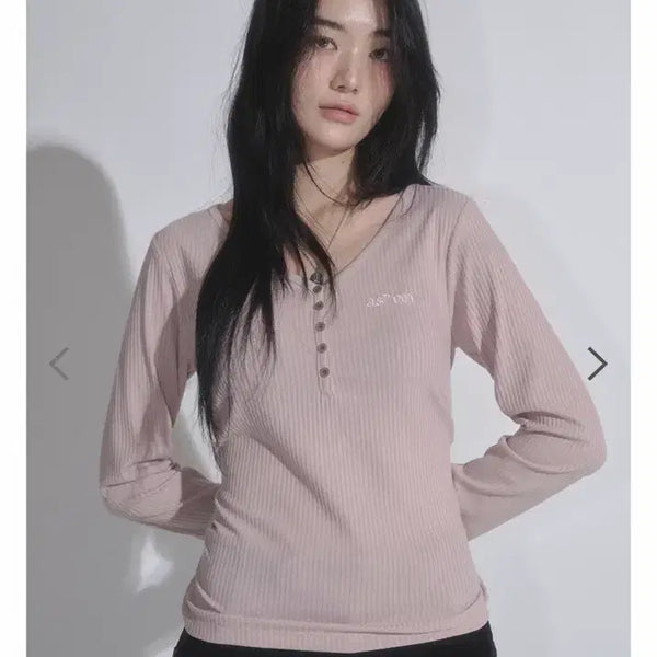 [BUNJANG] ASON WISH Ribbed Button Tee Pink / 애즈온 위시 버튼티 핑크