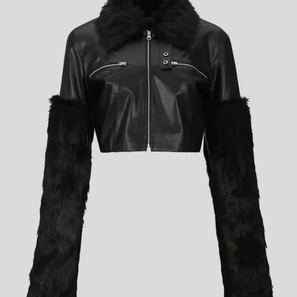 [BUNJANG] Venecy Double Faux Leather Jacket / Venecy 벤에시 더블 페이크 레더 자켓
