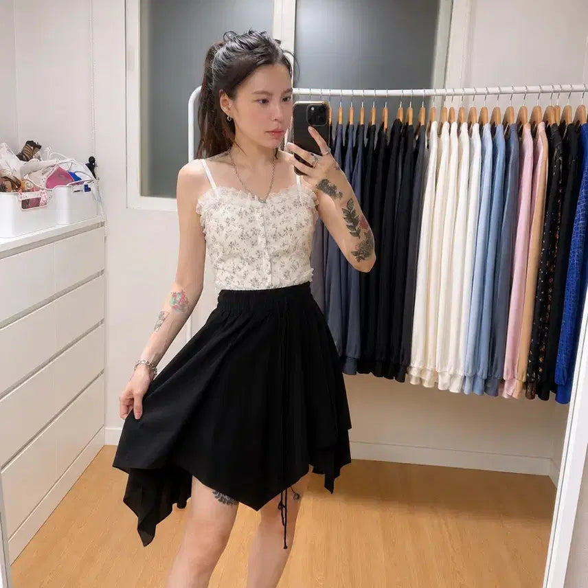[BUNJANG] MONO PHOBIA Black Asymmetrical Skirt / 모노포비아 (MONO PHOBIA) 블랙 언발 스커트 F
