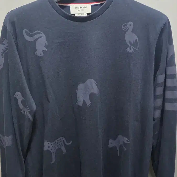 [BUNJANG] Thom Browne Animal Pattern T-Shirt Navy / 톰브라운 동물 티셔츠 네이비