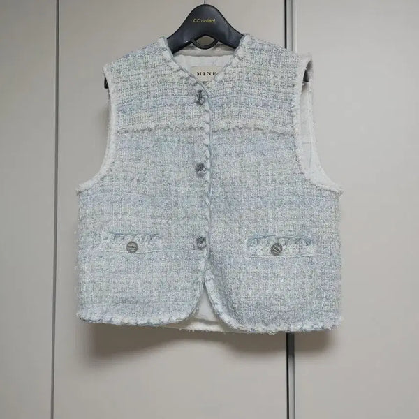 [BUNJANG] Mine Tweed Vest Sky Blue / 한섬 마인 트위드 베스트