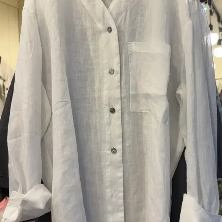 [BUNJANG] Linen V-Neck Blouse Shirt (White/Ivory) / [새제품] 시원하고 가벼운 린넨 블라우스/셔츠 (FREE, ~77까지)