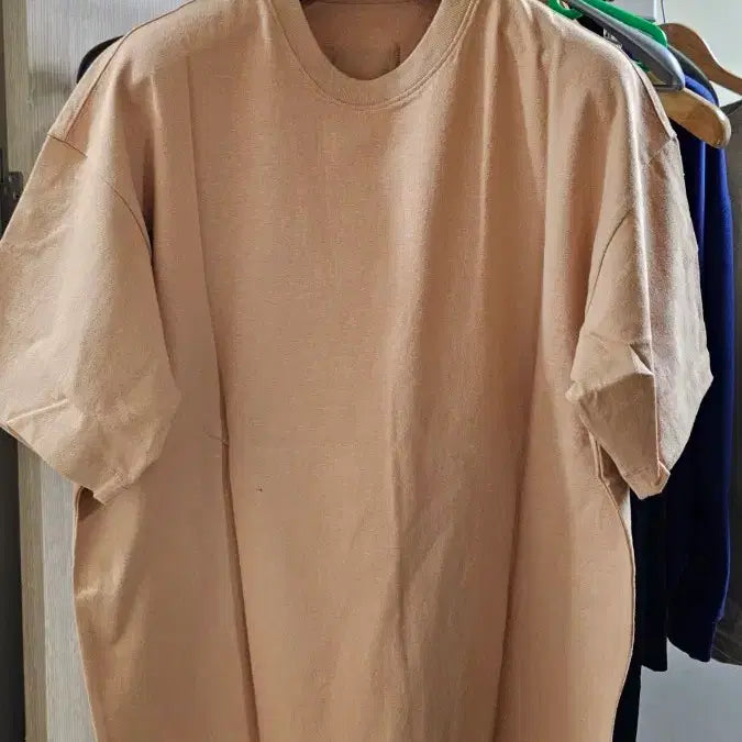 [BUNJANG] Document 16s Cotton Short-Sleeve T-Shirt Apricot S / 도큐먼트 반팔티 살구 S
