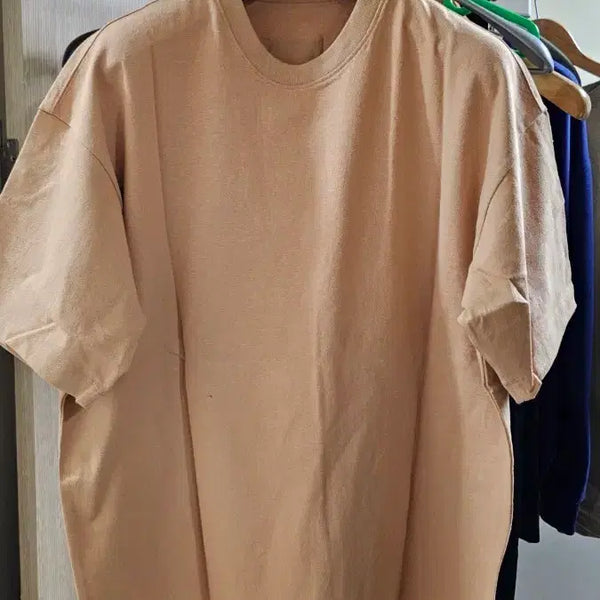 [BUNJANG] Document 16s Cotton Short-Sleeve T-Shirt Apricot S / 도큐먼트 반팔티 살구 S