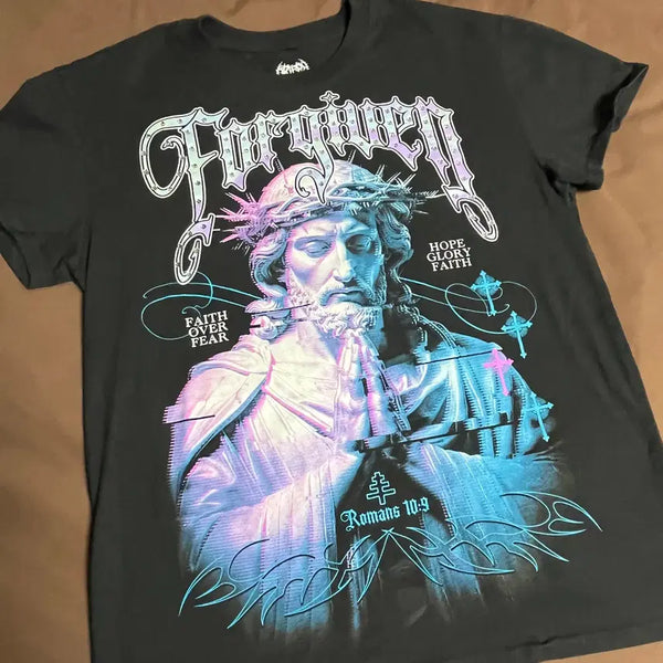 [BUNJANG] Vintage Cubic Jesus Printing T-Shirt / 빈티지 큐빅 지저스프린팅 티셔츠-c006