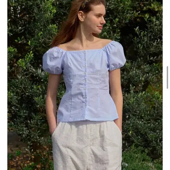 [BUNJANG] Letter From Moon Rosy Lace Puff Blouse S / 레터프롬문 로지 레이스 퍼프 블라우스 s