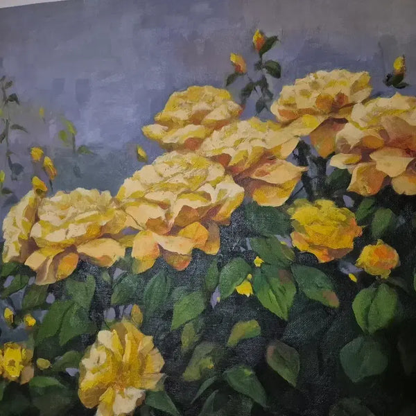 [BUNJANG] Oil Painting Rose Artwork (Size 10) / 유화 그림 장미꽃 노란색 작품 10호