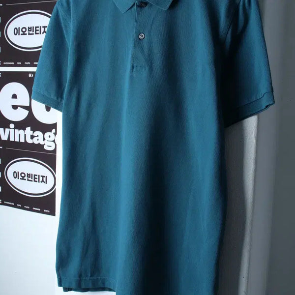 [BUNJANG] Giordano Men's Short Sleeve Collar T-shirt, Plain Blue, Size M-L, NORMCORE-H36859 / (M-L) 지오다노 반팔 카라 티셔츠 무지 블루 놈코어-H36859