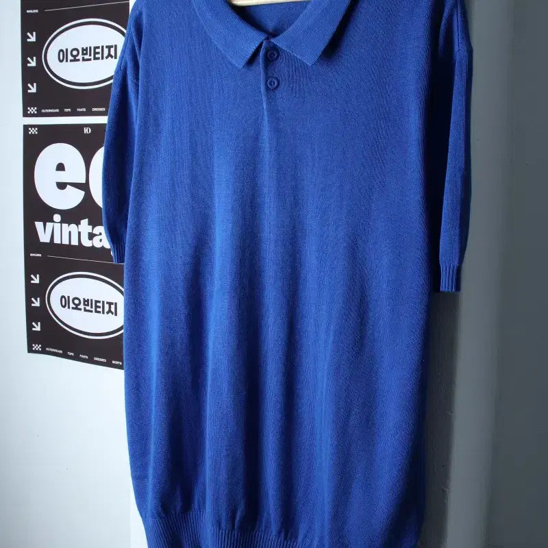[BUNJANG] Dusty Grey Short Sleeve Collar T-Shirt Oversized Knit (XL-2XL) / (XL-2XL) 더스트그레이 반팔 카라 티셔츠 오버핏 니트-H36865